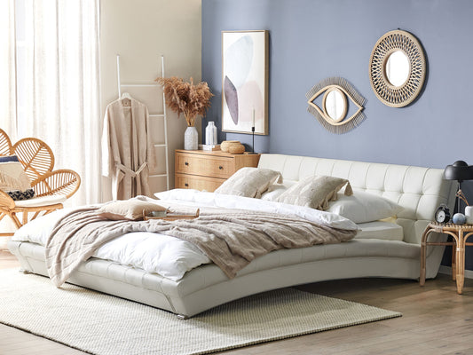 Lederbett weiss Lattenrost 180 x 200 cm LILLE