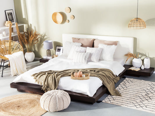 Bett mit Lattenrost Kunstleder ZEN 180 x 200 cm Dunkle Esche