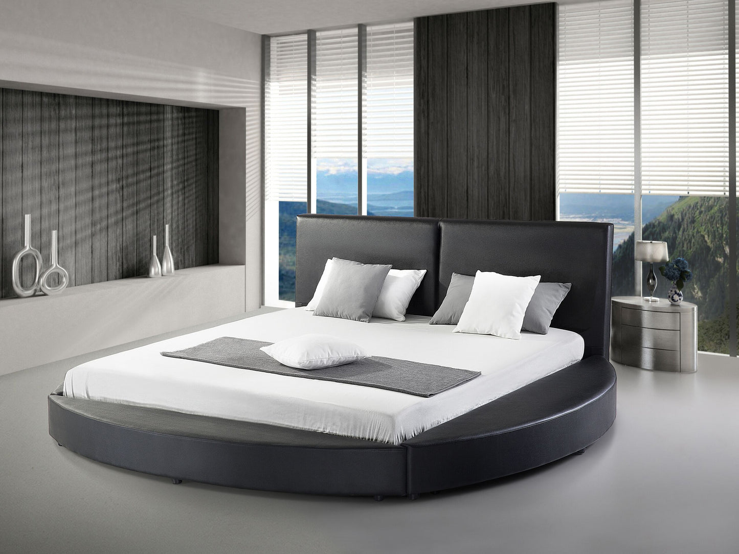 Lederbett schwarz Lattenrost 180 x 200 cm LAVAL