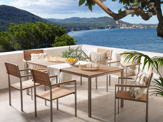 Gartentisch Set Massivholz Heller Holzfarbton VIAREGGIO