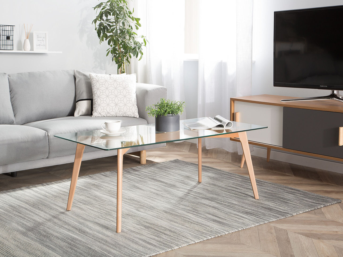 Couchtisch rechteckig Glas 60 x 120 cm HUDSON
