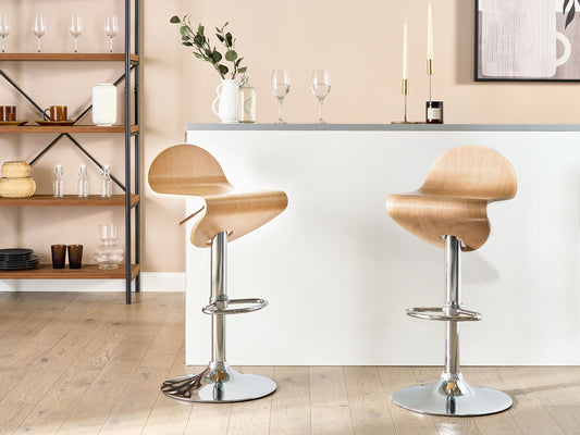 Barhocker 2er Set Heller Holzfarbton LIVERPOOL
