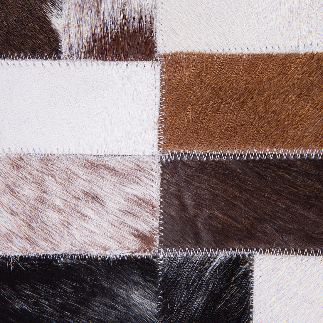 Teppich Kuhfell braun-beige 80 x 150 cm Patchwork Kurzflor CESME