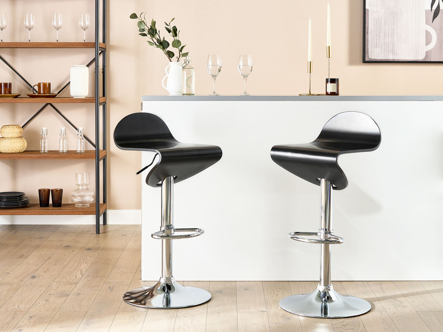 Set mit 2 Barstühlen LIVERPOOL drehbar Schwarz