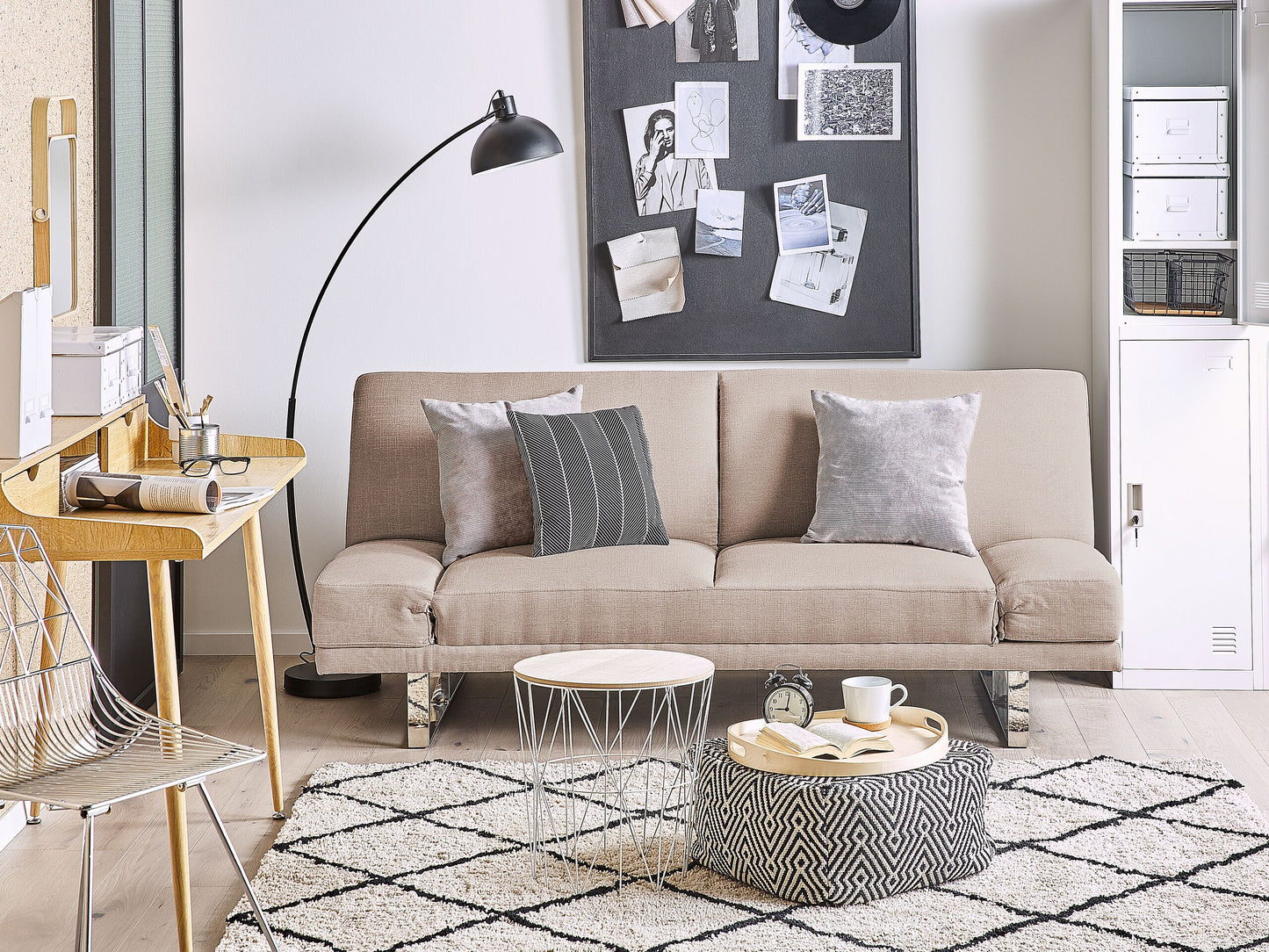 2-Sitzer Schlafsofa beige / silber YORK