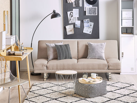 2-Sitzer Schlafsofa beige / silber YORK