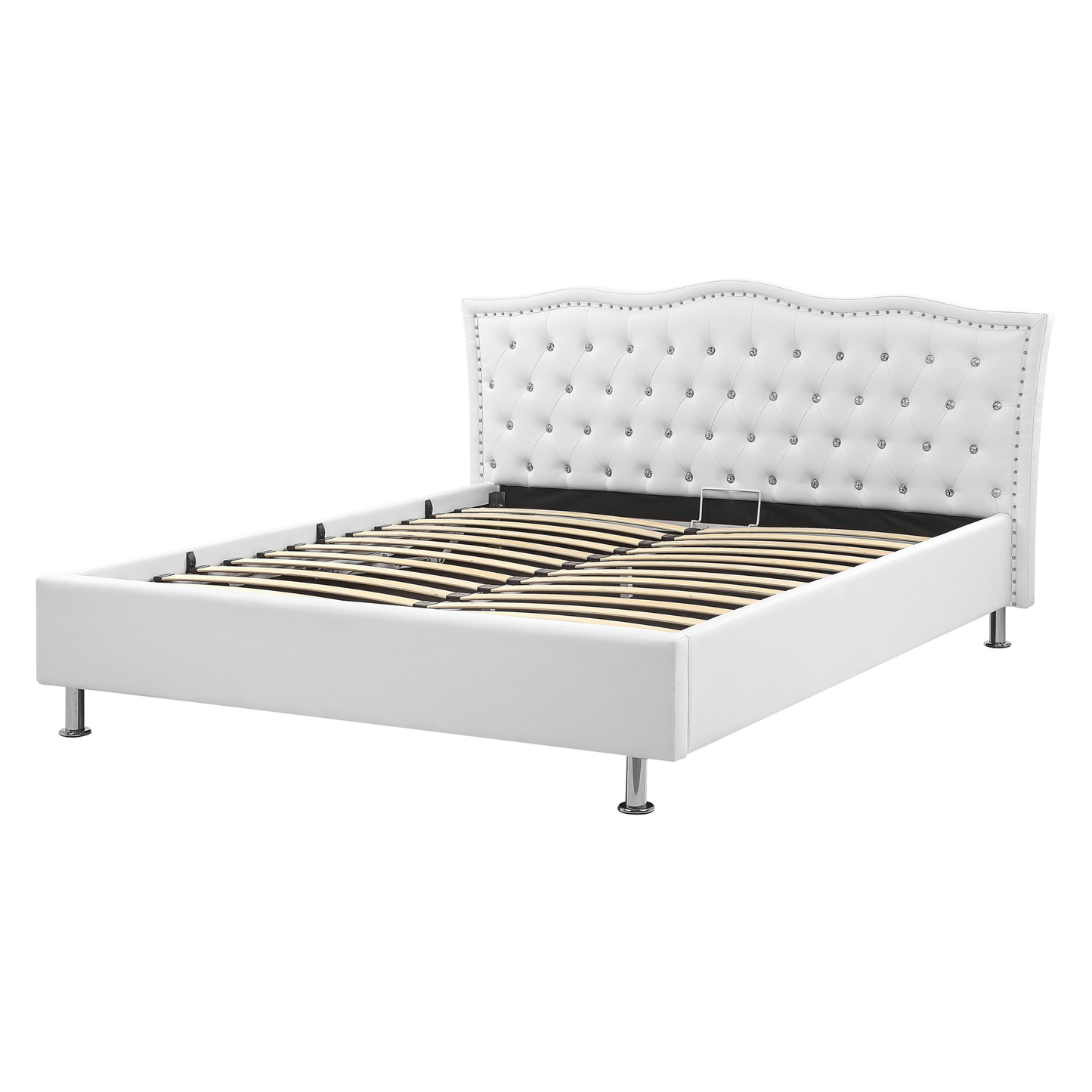 Bett mit Stauraum Kunstleder METZ 160 x 200 cm Weiss