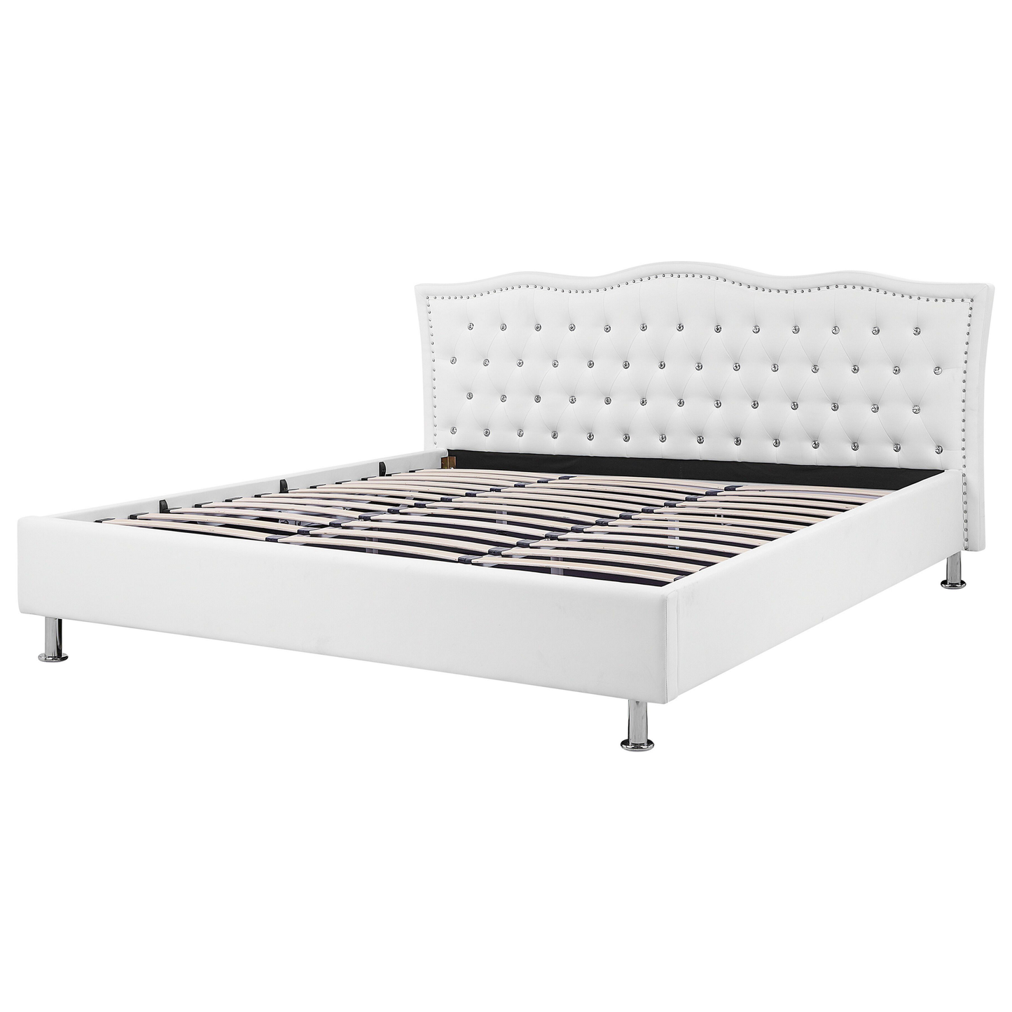 Bett mit Stauraum Kunstleder METZ 180 x 200 cm Weiss