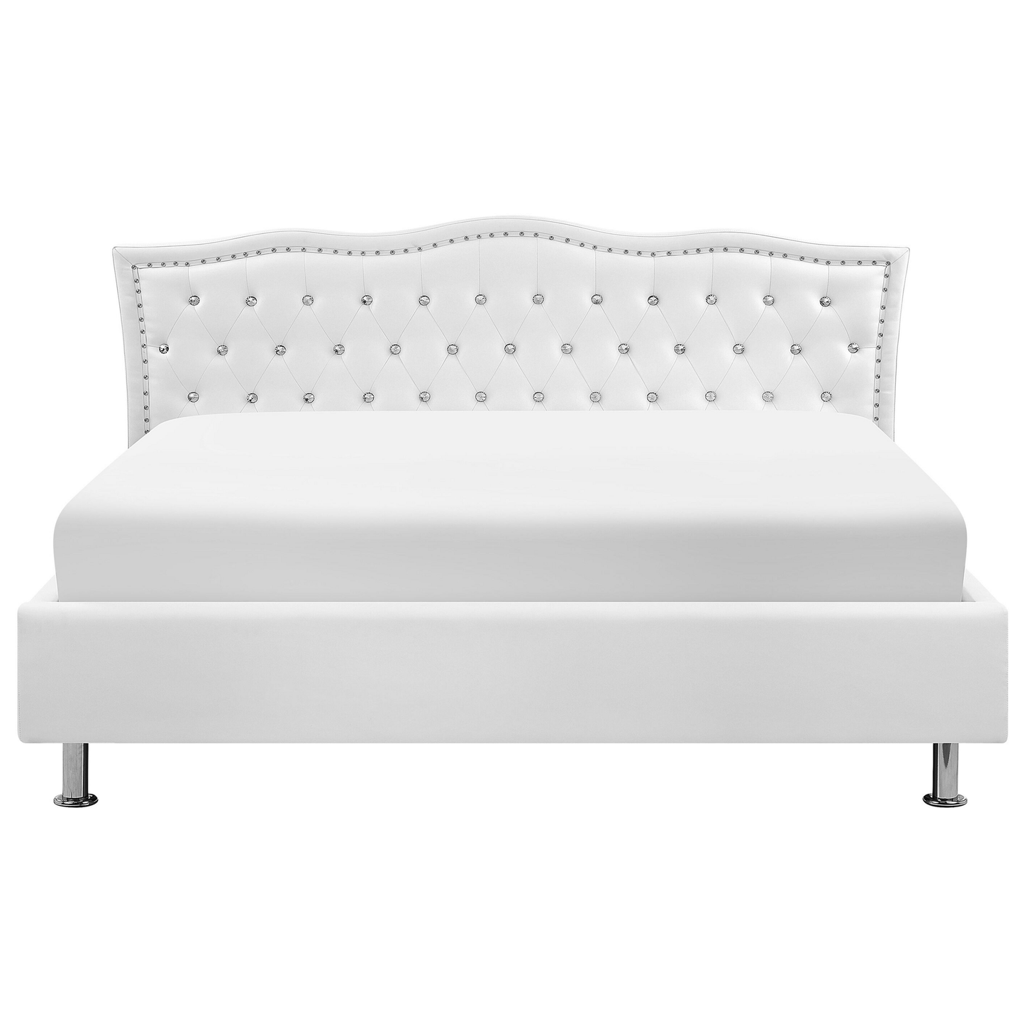 Bett mit Stauraum Kunstleder METZ 180 x 200 cm Weiss