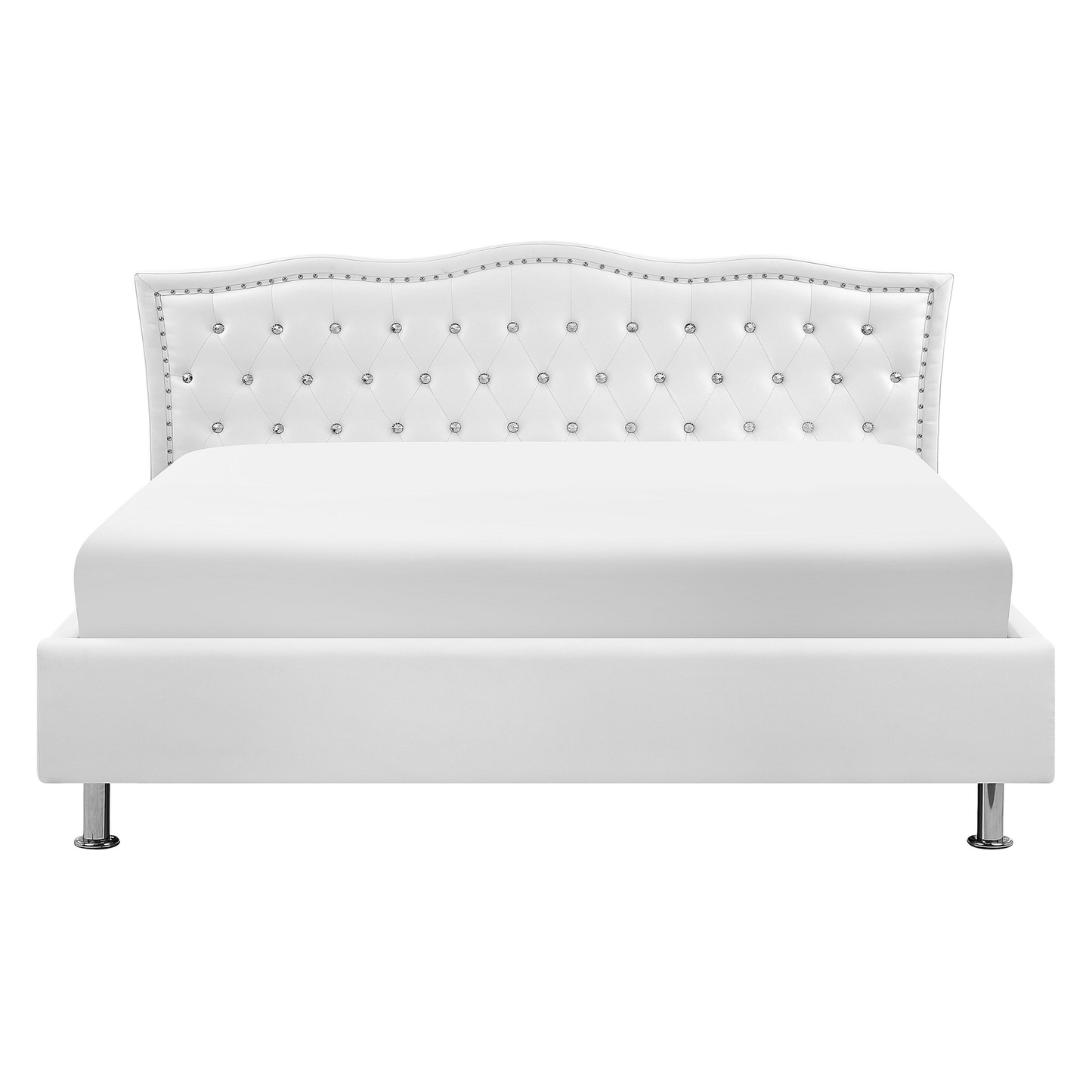 Bett mit Stauraum Kunstleder METZ 160 x 200 cm Weiss