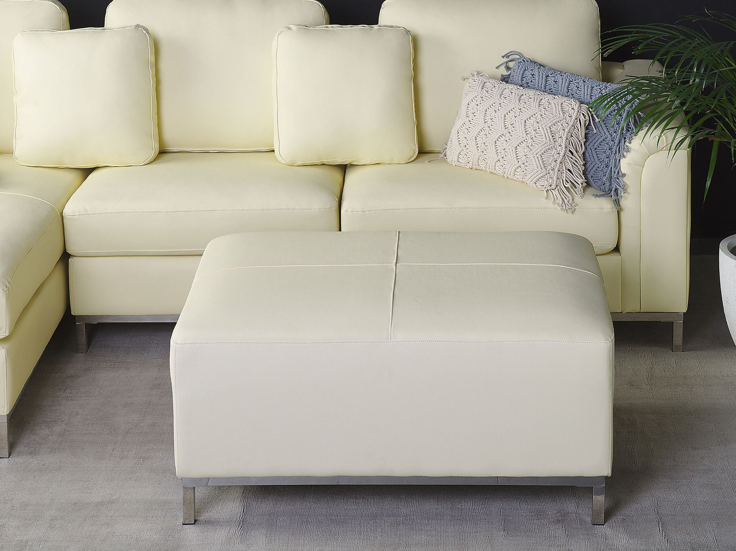 Ottomane OSLO Echtleder Creme