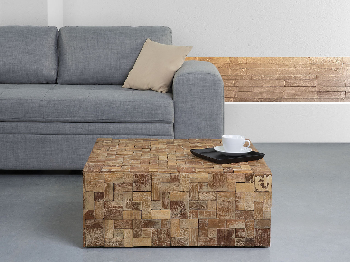 Couchtisch Teakholz hellbraun quadratisch 80 x 80 cm GAMBO