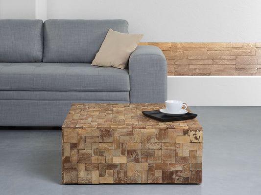 Couchtisch Teakholz hellbraun quadratisch 80 x 80 cm GAMBO