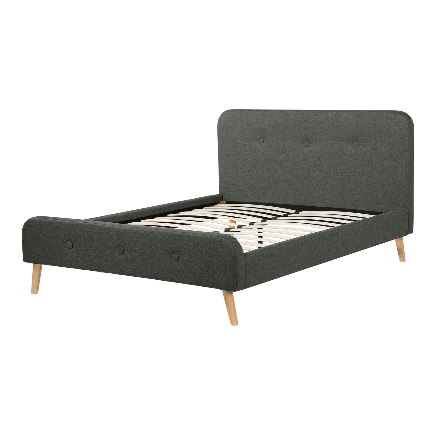 Bett mit Lattenrost Stoff RENNES 140 x 200 cm Dunkelgrau