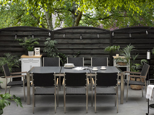 Gartentisch GROSSETO 220 cm 100 cm geflammter Granit Graphitgrau