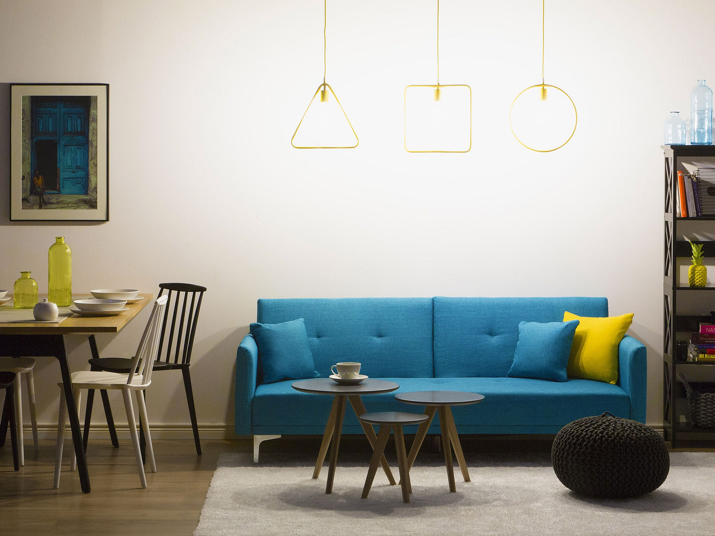 3-Sitzer Schlafsofa seeblau / silber LUCAN