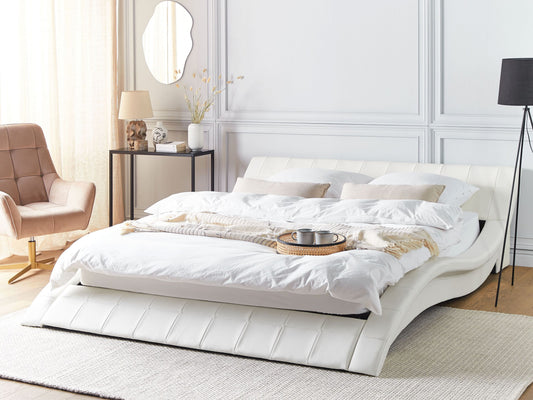 Lederbett weiss Lattenrost 180 x 200 cm VICHY