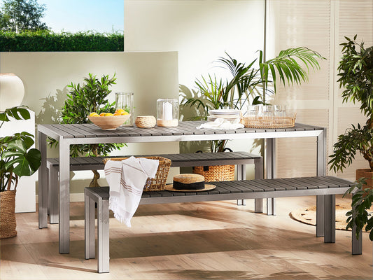 Gartenmöbel Set mit Bänken 6-Sitzer NARDO Grau