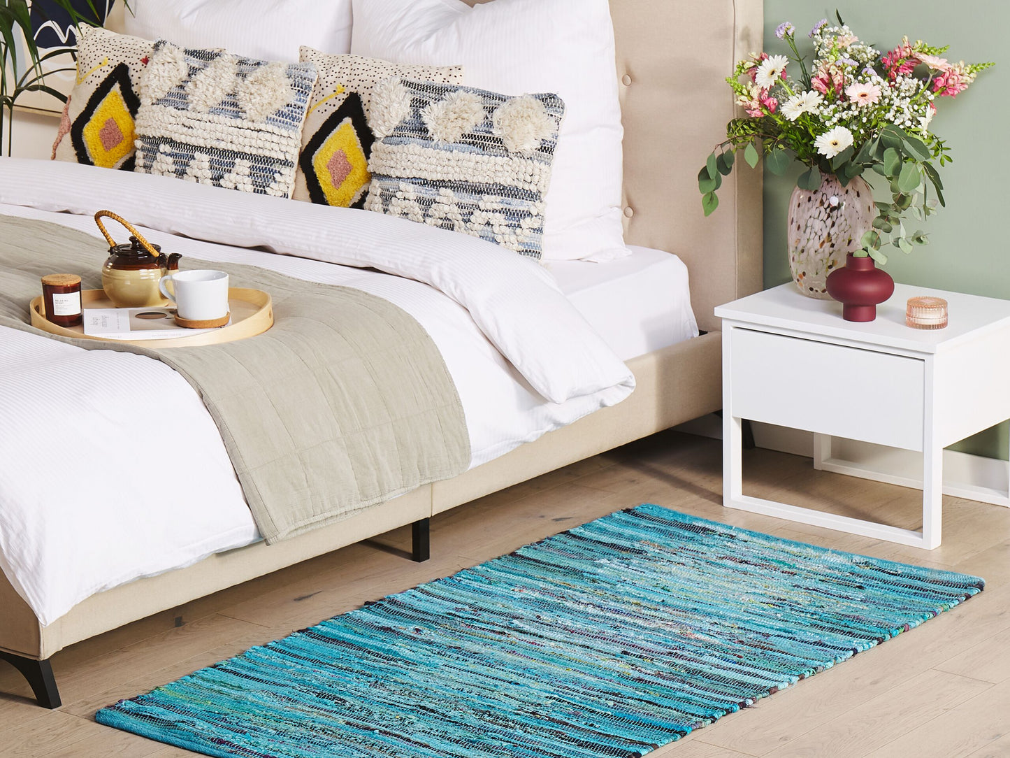 Teppich Baumwolle blau 80 x 150 cm Kurzflor MERSIN