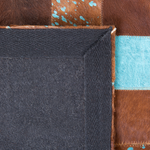 Teppich Kuhfell braun-blau 160 x 230 cm Patchwork Kurzflor ALIAGA