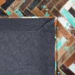 Teppich Kuhfell braun-beige-blau 140 x 200 cm Patchwork Kurzflor AMASYA