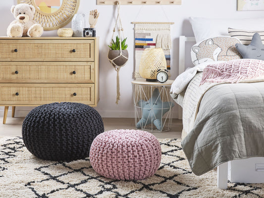 Pouf schwarz ⌀ 50 cm CONRAD