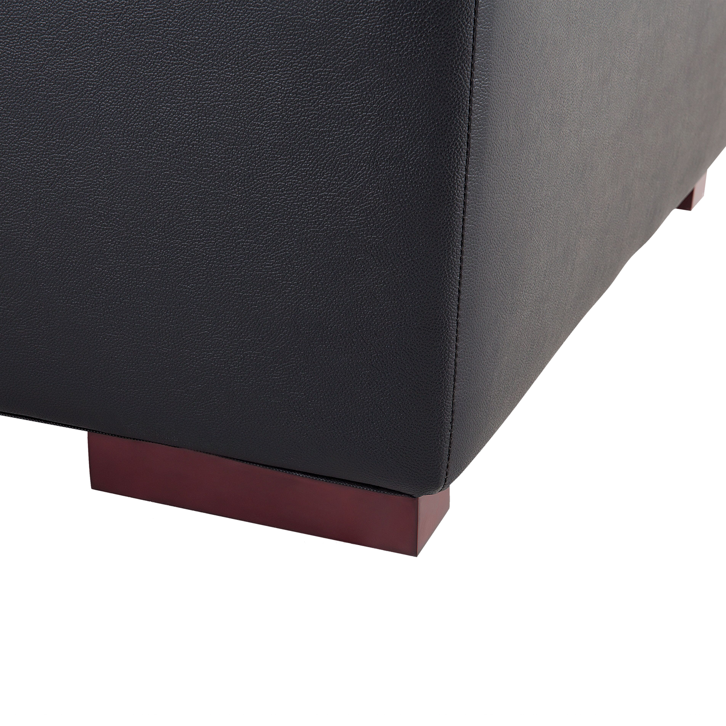 Ottomane Leder schwarz quadratisch 80 x 80 cm LUNGO