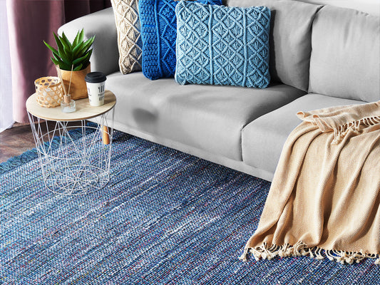 Teppich Baumwolle blau 140 x 200 cm Kurzflor BESNI