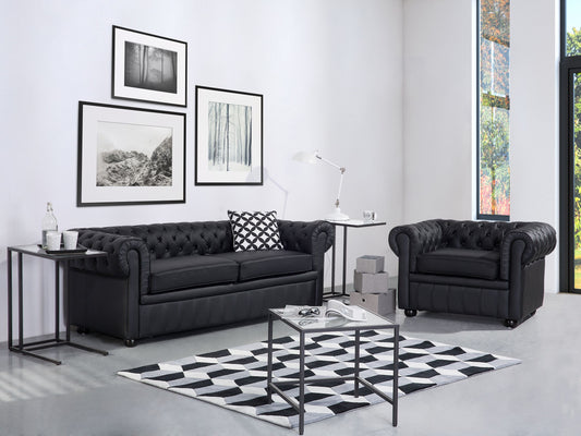 Sofa Leder schwarz CHESTERFIELD