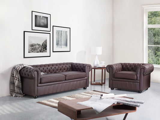Sofa Leder braun CHESTERFIELD