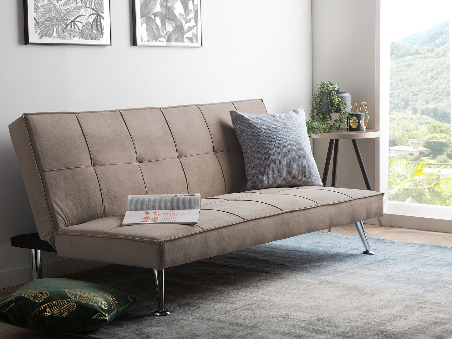 3-Sitzer Schlafsofa beige / silber HASLE II