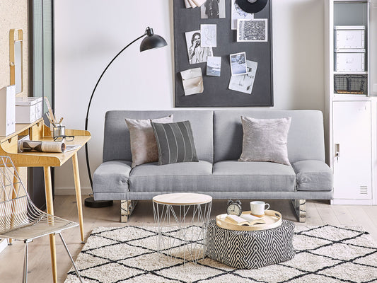 2-Sitzer Schlafsofa hellgrau / silber YORK