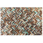 Teppich Kuhfell braun-beige-blau 140 x 200 cm Patchwork Kurzflor AMASYA