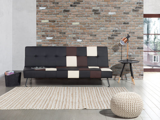 Schlafsofa 3-Sitzer Kunstleder schwarz Patchwork OLSKER