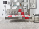Schlafsofa 3-Sitzer Samtstoff grau Patchwork OLSKER