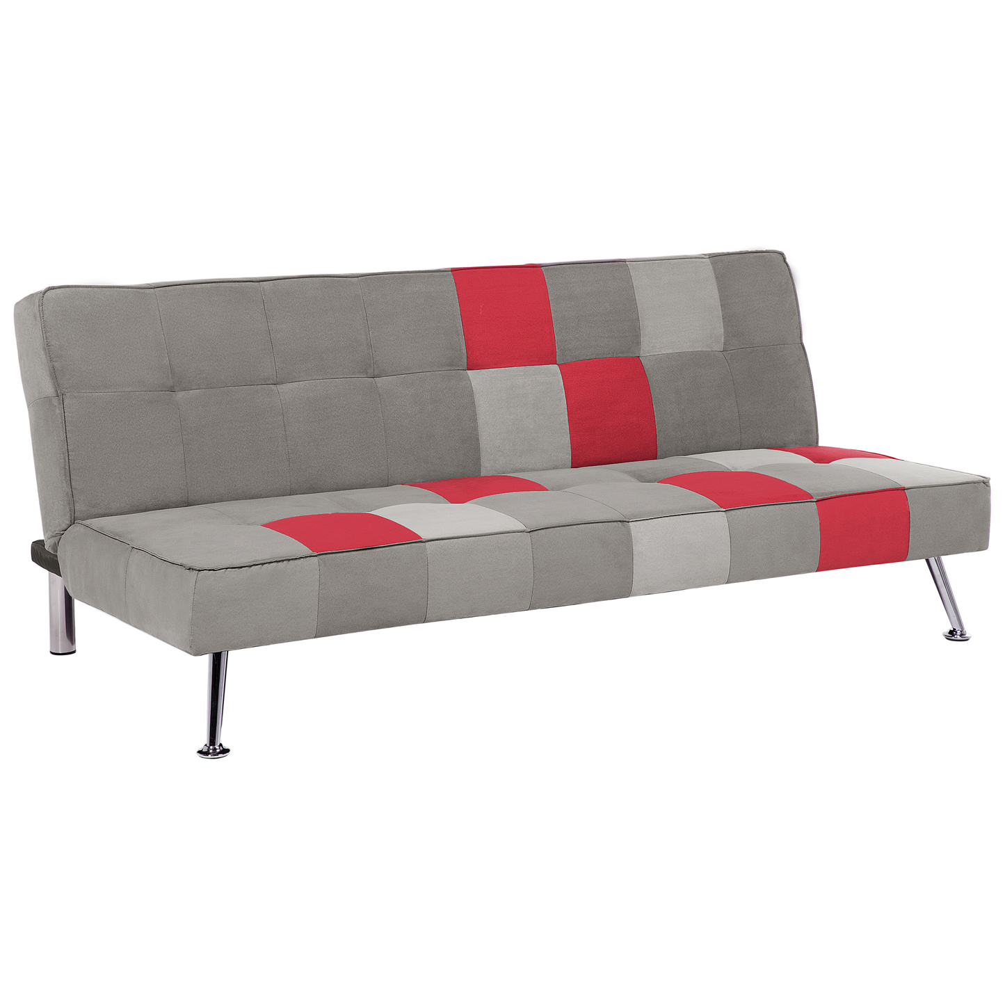 Schlafsofa 3-Sitzer Samtstoff grau Patchwork OLSKER