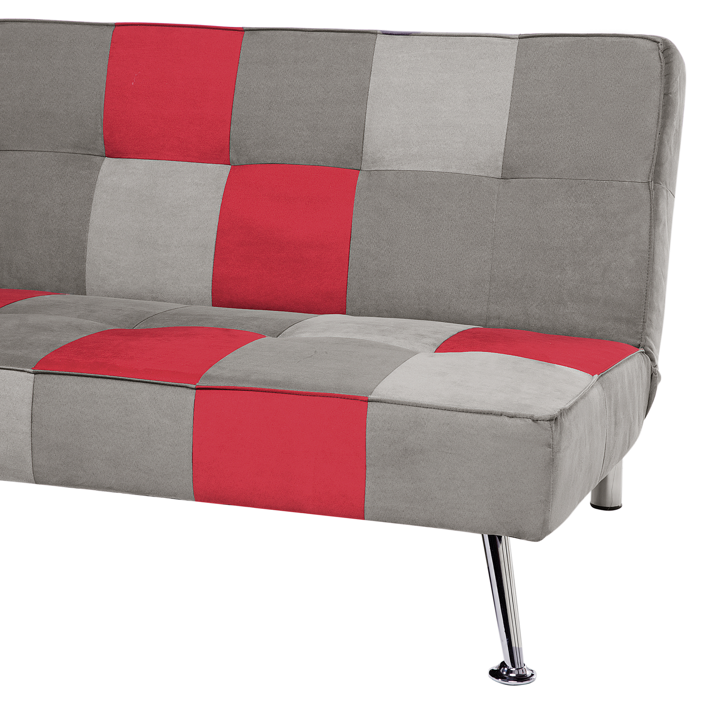 Schlafsofa 3-Sitzer Samtstoff grau Patchwork OLSKER