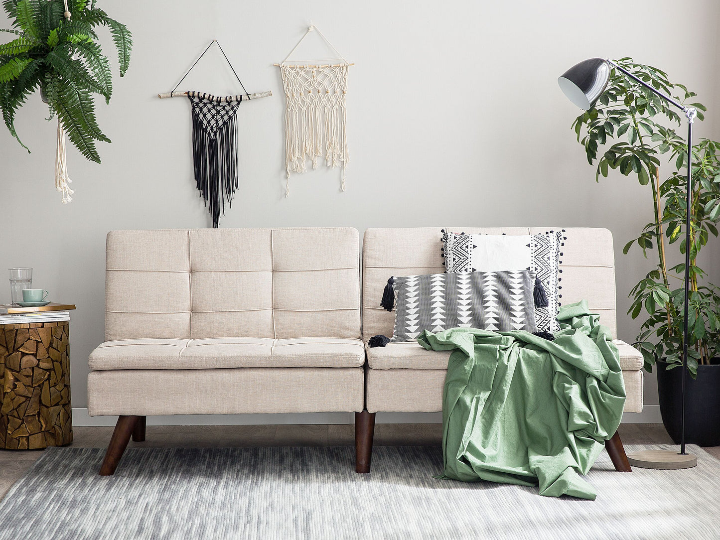 3-Sitzer Schlafsofa beige / dunkelbraun RONNE