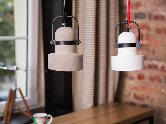 Hängelampe Gips weiss Glockenform VERDE