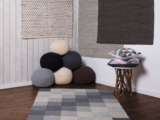 Teppich Baumwolle beige 140 x 200 cm Patchwork Kurzflor TUNCELI