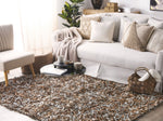 Teppich Leder braun / grau 140 x 200 cm Shaggy MUT