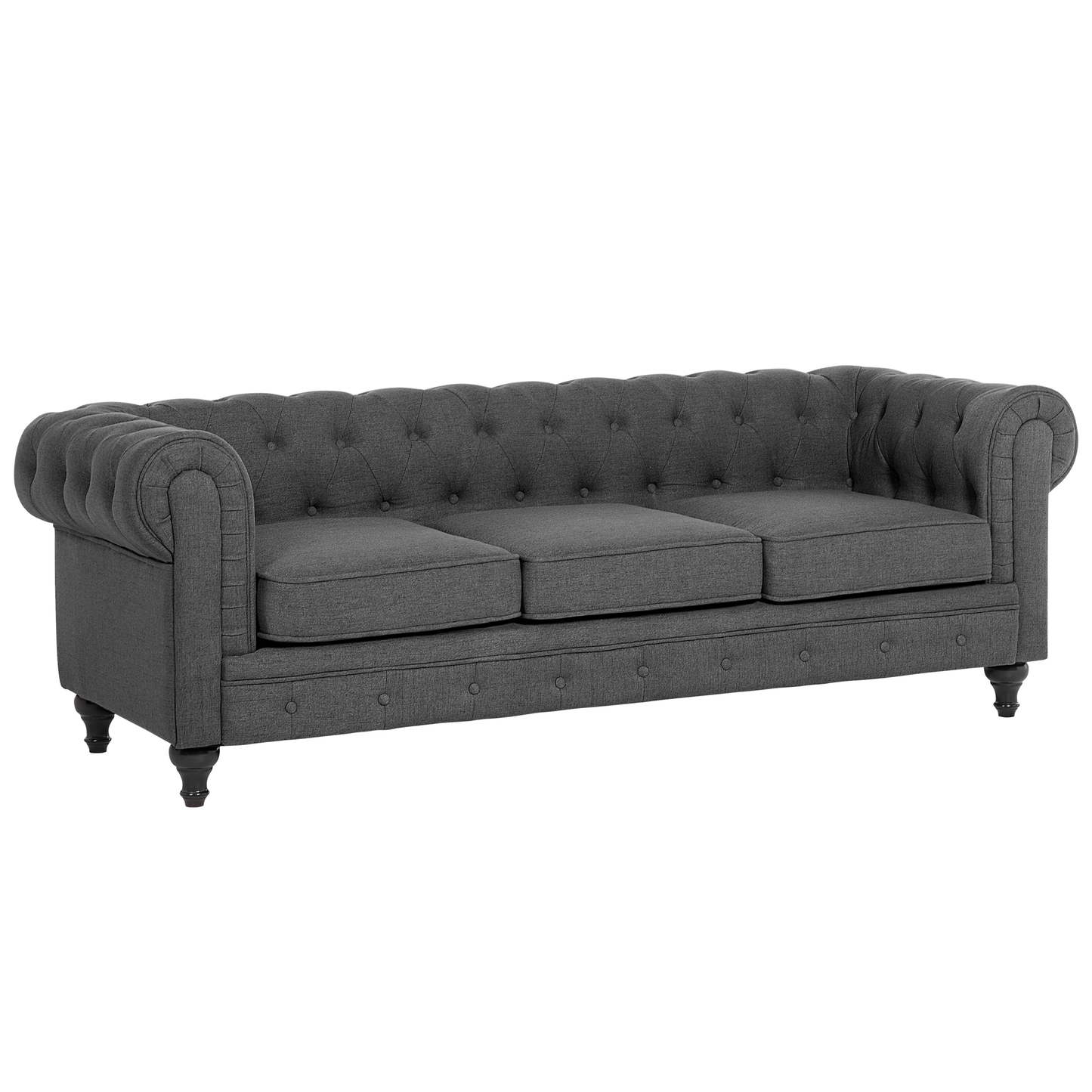3-Sitzer Sofa grau / dunkelbraun CHESTERFIELD