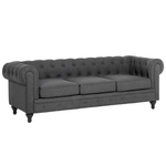3-Sitzer Sofa grau / dunkelbraun CHESTERFIELD