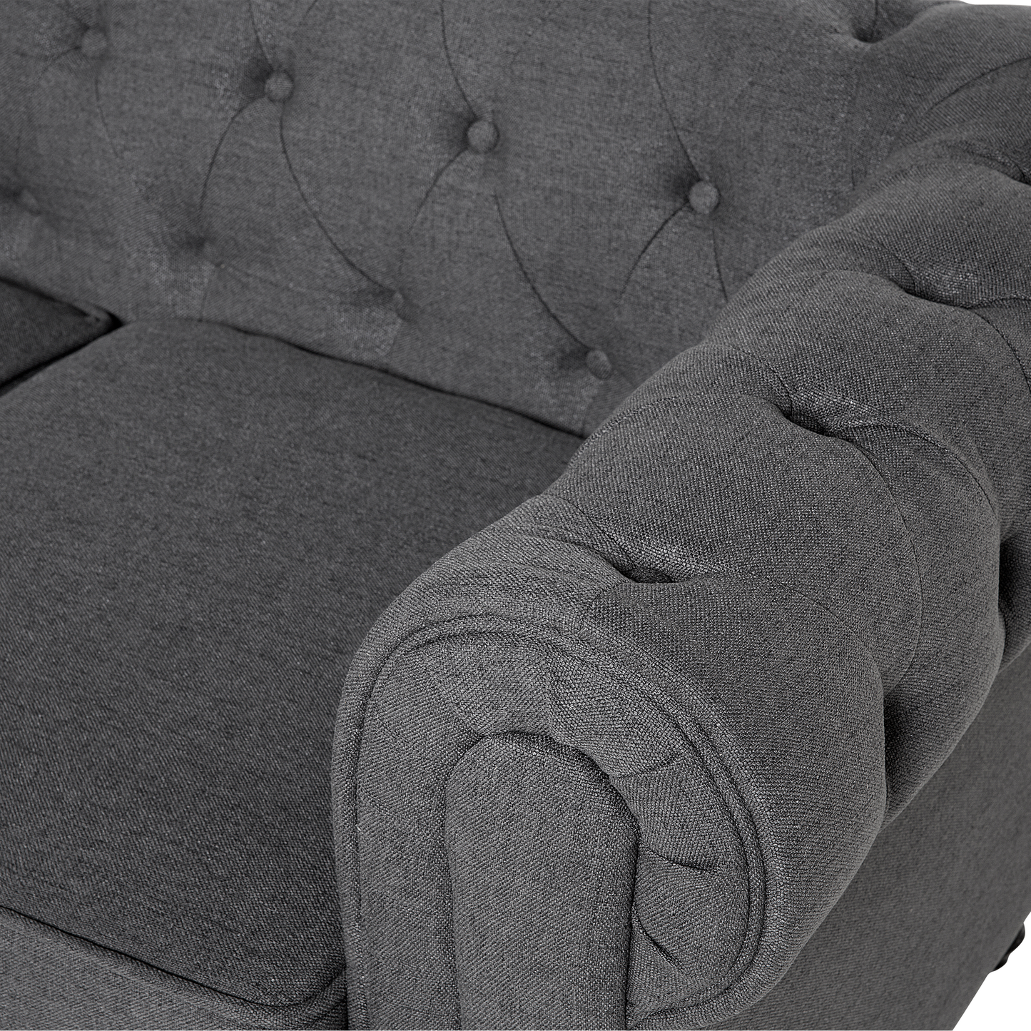 3-Sitzer Sofa grau / dunkelbraun CHESTERFIELD