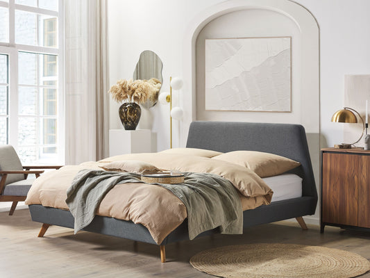 Bett mit Lattenrost Stoff VIENNE 160 x 200 cm Grau