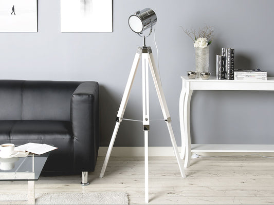 Stehlampe ALZETTE Holz Weiss