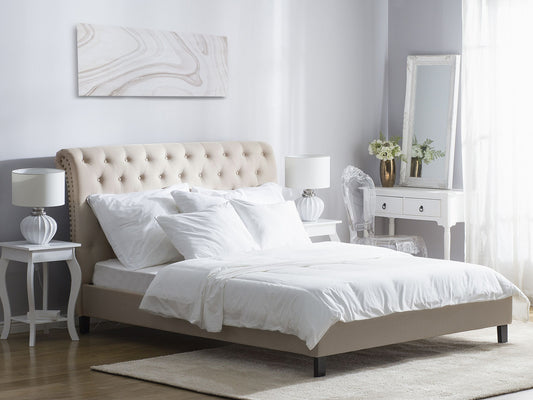 Bett mit Lattenrost Stoff REIMS 180 x 200 cm Beige