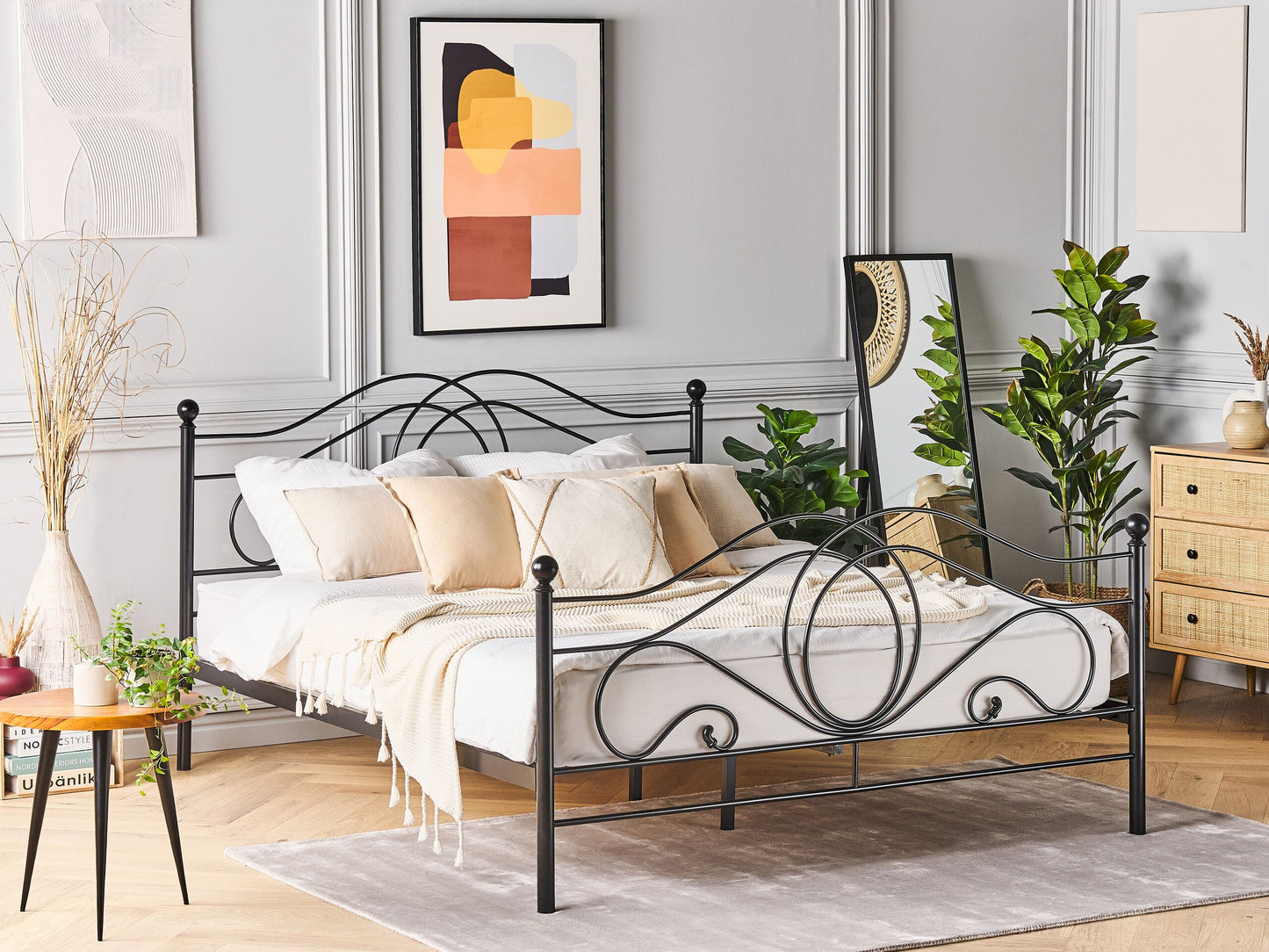 Bett mit Lattenrost Metall LYRA 160 x 200 cm Schwarz