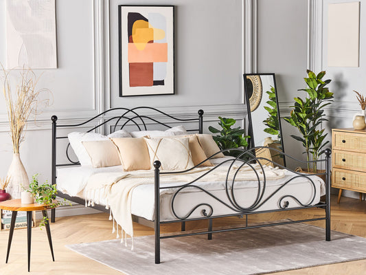 Bett mit Lattenrost Metall LYRA 160 x 200 cm Schwarz