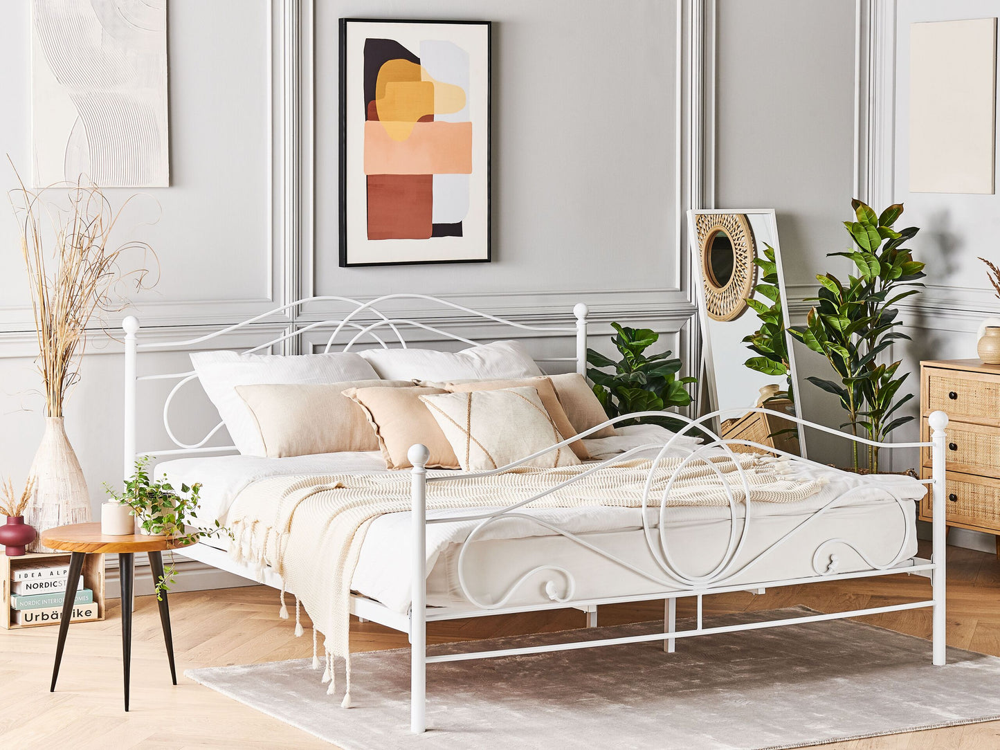 Bett mit Lattenrost Metall LYRA 160 x 200 cm Weiss